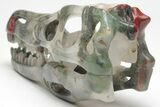 Carved Bloodstone (Heliotrope) Dinosaur Skull #208839-5